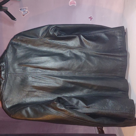 Wilson black leather blazer jacket coat lined - Picture 4 of 5